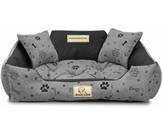 Aio Factory Šuns guolis KINGDOG voljeras 75x65 cm, personalizuotas, vandeniui atsparus, kaulai, juodos spalvos