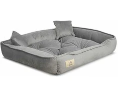 Aio Factory Šuns guolis, žaidimų aptvaras, 75x65 cm, pilkas aksomas