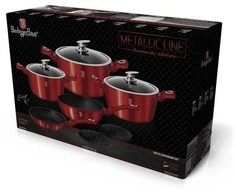 Berlinger Haus BH-1222 Raudona Metallic Line granito virtuvės reikmenų rinkinys