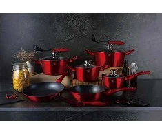 Berlinger Haus BH-1226 Raudona Metallic Line granito virtuvės reikmenų rinkinys