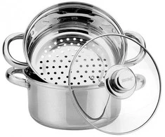 Garų puodas King Hoff Kinghoff KH-3318“ nerūdijančio plieno garintuvo rinkinys, 24 cm, su vėsiomis rankenomis