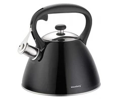 Klausberg KB-7208 3L juodas INOX nerūdijančio plieno virdulys su švilpimu
