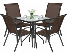 Leobert ISLAND kvadratinis stalas 70 cm + 4x SOFIA rudos kėdės