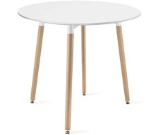 Leobert KAMI Apvalus stalas 80cm - balta/natūralios kojos