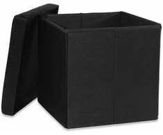 Leobert Sulankstomas pufas L su sagomis - 38x38x38cm, aksominis, juodas