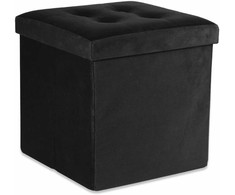 Leobert Sulankstomas pufas L su sagomis - 38x38x38cm, aksominis, juodas