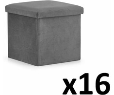 Leobert Sulankstomas pufas M - 30x30x30cm aksominis pilkas x 16