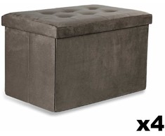 Leobert Sulankstomas pufas XL su sagomis - 60x38x38cm, aksominis rudas, 4 vnt.