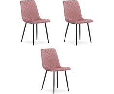 Leobert Rožinė TURIN aksominė kėdė, žavingo stiliaus, elegantiška, 3 vnt.