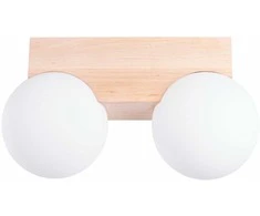 Pakabinamas šviestuvas Sollux Lighting BULBO Peach Puff 2 medinių ir stiklinių pakabinamų šviestuvų komplektas, IP20
