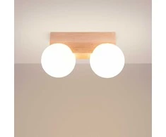 Pakabinamas šviestuvas Sollux Lighting BULBO Peach Puff 2 medinių ir stiklinių pakabinamų šviestuvų komplektas, IP20