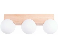 Sollux Lighting BULBO „Peach Puff“ 3 lempučių medžio ir stiklo pakabinamas šviestuvas, modernus dizainas