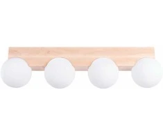 Sollux Lighting BULBO „Peach Puff“ 4 lempučių pakabinamas šviestuvas su mediniu ir stikliniu akcentu, modernus dizainas