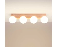 Sollux Lighting BULBO „Peach Puff“ 4 lempučių pakabinamas šviestuvas su mediniu ir stikliniu akcentu, modernus dizainas