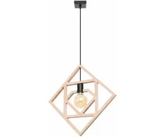Sollux Lighting CARO medinis geometrinis toršeras, E27, 15 W, natūrali mediena, juodas