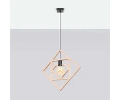 Sollux Lighting CARO medinis geometrinis toršeras, E27, 15 W, natūrali mediena, juodas