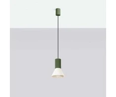 Sollux Lighting Estria Crimson pakabinamas šviestuvas, 14 cm, kūgio formos, plieno, aliuminio, smėlio, alyvuogių žalios spalvos