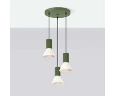 Sollux Lighting „Estria Crimson“ pakabinamas šviestuvas, 3 lemputės, E14, plienas, aliuminis, smėlio spalvos, alyvuogių žalios spalvos