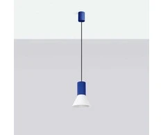 Sollux Lighting Estria Crimson pakabinamas šviestuvas, 14 cm, kūgio formos, plienas, aliuminis, baltas, ultramarino spalvos