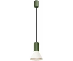 Sollux Lighting Estria Crimson pakabinamas šviestuvas, 14 cm, kūgio formos, plieno, aliuminio, smėlio, alyvuogių žalios spalvos