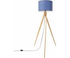 Sollux Lighting Ispaniškas oranžinis NATT toršeras, 77 cm, natūralaus medžio, tamsiai mėlynas gaubtas, IP20