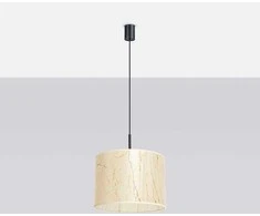 Sollux Lighting NEVIA pakabinamas šviestuvas, smėlio spalvos, marmuras, audinio gaubtas, 40x137 cm, juodo rėmo
