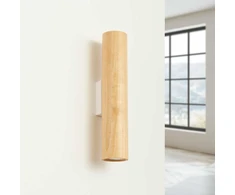 Pakabinamas šviestuvas Sollux Lighting „Peach Puff Lino“ 2 medinių pakabinamų šviestuvų komplektas, modernus vamzdinis dizainas