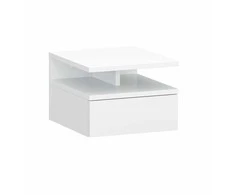 Target Home Baltas prie sienos tvirtinamas naktinis staliukas su stalčiumi 32x35x23 cm