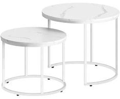 Oskar Staliukas kawowy apvalus 2 vnt marmur balta nogi 53/43 cm komplektas salon