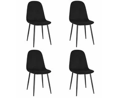 VALORA COMO kėdė - ergonomiškos juodo aksomo valgomojo kėdės x 4