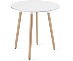 Lauko baldų komplektas Valora Baldų komplektas KAMI su apvaliu stalu ir 2 WAT kėdėmis, baltas ir natūralaus medžio spalvos, Ø 60 × 74 cm, 3 vnt.