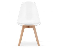 Valora KITO kėdė, skaidri, su natūralaus buko medienos kojelėmis, 4 vnt. komplektas