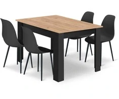 Leobert Rinkinys Stół NP 120x80cm Craft + Juodas + 4 krzesła WAT juoda / nogi juoda