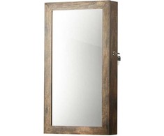Valora Pakabinama papuošalų spintelė su veidrodžiu, ruda, 37 × 10 × 67 cm