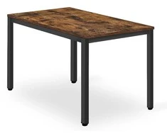 Valora Leobert TESSA stalų komplektas 120 cm x 60 cm - kaimiško stiliaus / juodos kojos + 4 WAT juodos kėdės / juodos kojos