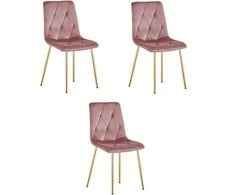 VALORA TYRA kėdė - elegantiškas rožinio aksomo apmušalas x 3