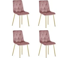 VALORA TYRA kėdė - elegantiškas rožinio aksomo apmušalas x 4