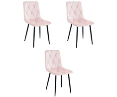 VALORA TYRA kėdė - elegantiškas šviesiai rožinis aksomas svetainei, virtuvei x 3