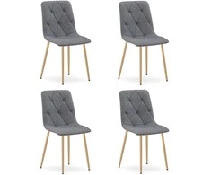 Fotelis VALORA TYRA minkštas krėslas - elegantiškas tamsiai pilkas audinys / medžio spalvos kojos x 4