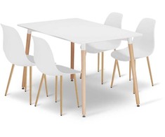 Leobert Rinkinys ADRIA stalas 120cm x 80cm - balta + 4 WAT balta kėdės / natūralios kojos