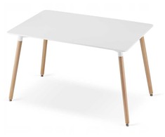 Leobert Rinkinys ADRIA stalas 120cm x 80cm - balta + 4 WAT balta kėdės / natūralios kojos