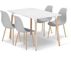 Leobert Rinkinys ADRIA stalas 120cm x 80cm - balta + 4 WAT pilka kėdės / natūralios kojos
