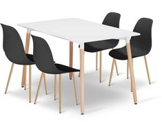 Lauko baldų komplektas Valora Baldų komplektas su ADRIA stalu ir 4 WAT kėdėmis, baltas ir juodas, 120 × 80 × 75 cm, 5 vnt.
