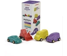 Miniland EKO mašinų rinkinys Minimobil (4 vnt., 9 cm)