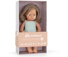 Miniland lėlė mergaitė turinti baltmę (38 cm.)