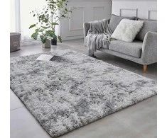 Rebiko Pliušinis Shaggy Rabbit kilimas, purus, pilkas, 160x220 cm, minkštas, XXL.