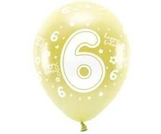 Balionai auksiniai "6 happy birthday" 33cm 6 vnt