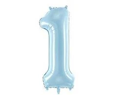 Party Deco Balionas folinis skaičius 1 melsvas 86cm