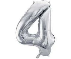 Balionas folinis skaičius 4 sidabrinis 72cm