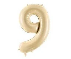Party Deco Balionas folinis skaičius 9 gelsvas matinis 72cm